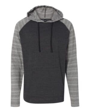 HEATHER CHARCOAL/ CHARCOAL STRIPE Burnside 8127 yarn-dyed hooded raglan t-shirt