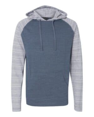 HEATHER NAVY/ NAVY STRIPE Burnside 8127 yarn-dyed hooded raglan t-shirt