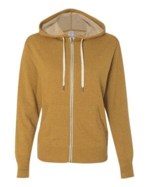 GOLDEN WHEAT HEATHER PRM90HTZ unisex heathered french terry full-zip hooded sweatshirt