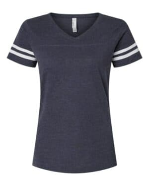 VINTAGE NAVY/ WHITE Lat 3537 women's football v-neck fine jersey tee