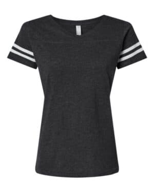 VINTAGE SMOKE/ WHITE Lat 3537 women's football v-neck fine jersey tee