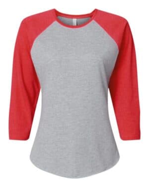 VINTAGE HEATHER/ VINTAGE RED 3530 women's baseball fine jersey three-quarter sleeve tee