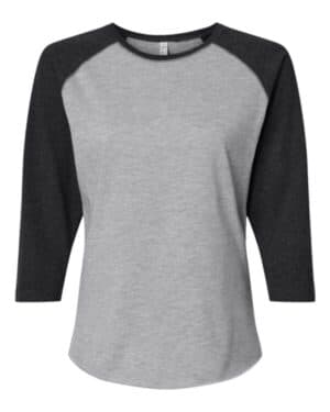 VINTAGE HEATHER/ VINTAGE SMOKE 3530 women's baseball fine jersey three-quarter sleeve tee