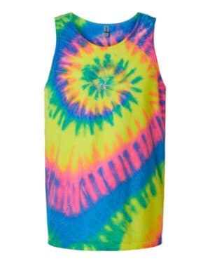 Dyenomite 420MS multi-color spiral tie-dyed tank top