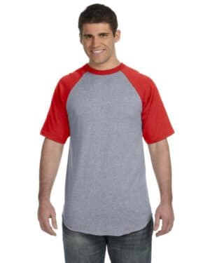 ATH HTHR/ RED Augusta sportswear 423 adult short-sleeve baseball jersey