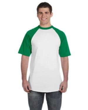 WHITE/ KELLY Augusta sportswear 423 adult short-sleeve baseball jersey