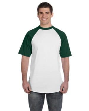 WHITE/ DRK GREEN Augusta sportswear 423 adult short-sleeve baseball jersey