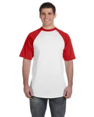 WHITE/ RED Augusta sportswear 423 adult short-sleeve baseball jersey