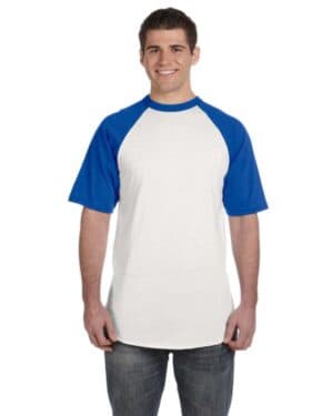 WHITE/ ROYAL Augusta sportswear 423 adult short-sleeve baseball jersey