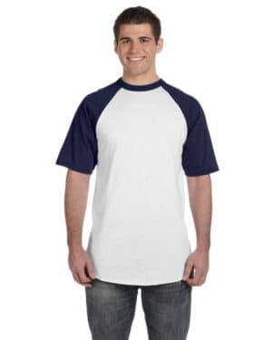 WHITE/ NAVY Augusta sportswear 423 adult short-sleeve baseball jersey