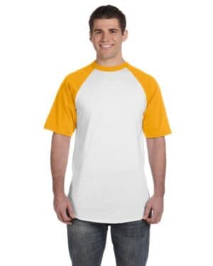 WHITE/ GOLD Augusta sportswear 423 adult short-sleeve baseball jersey