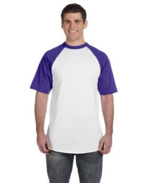 WHITE/ PURPLE Augusta sportswear 423 adult short-sleeve baseball jersey