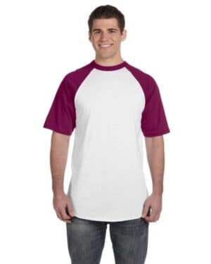 WHITE/ MAROON Augusta sportswear 423 adult short-sleeve baseball jersey