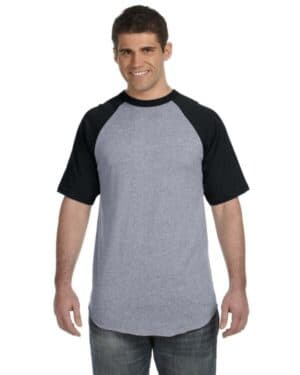 ATH HTHR/ BLACK Augusta sportswear 423 adult short-sleeve baseball jersey