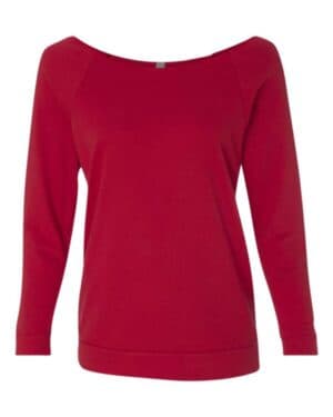 6951 women's terry raw edge three-quarter sleeve raglan