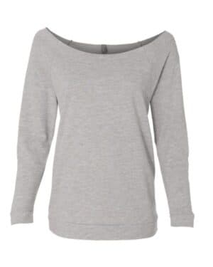 HEATHER GREY 6951 women's terry raw edge three-quarter sleeve raglan