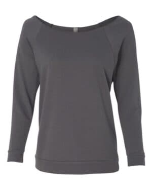 DARK GREY 6951 women's terry raw edge three-quarter sleeve raglan