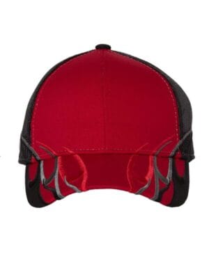 RED/ BLACK Outdoor cap WAV605M flame mesh-back cap
