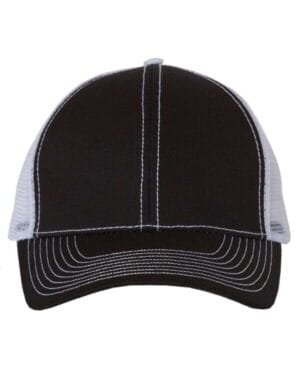 BLACK/ WHITE Mega cap 7641 twill-front trucker cap