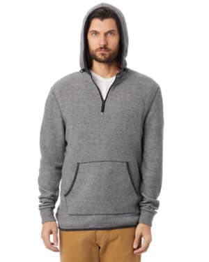 43251RT adult quarter zip fleece hooded sweatshirt