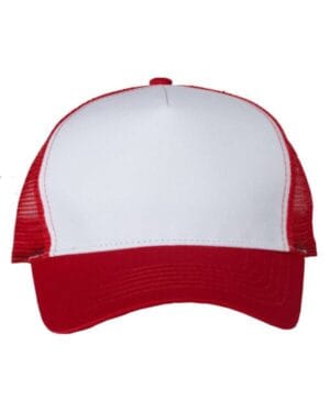 WHITE/ RED Mega cap 6886 recycled pet mesh-back trucker cap