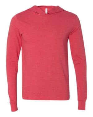 HEATHER RED Bella canvas 3512 jersey hooded long sleeve tee