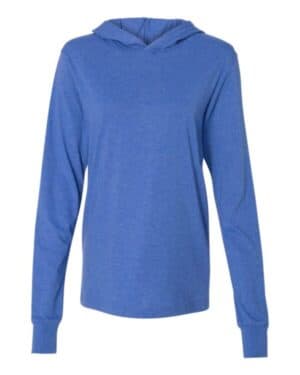 HEATHER TRUE ROYAL Bella canvas 3512 jersey hooded long sleeve tee