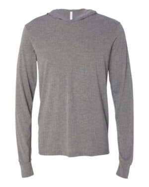 GREY TRIBLEND Bella canvas 3512 jersey hooded long sleeve tee