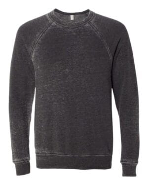 GREY ACID WASH 3901 unisex sponge fleece raglan crewneck sweatshirt