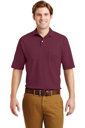 MAROON 436MP jerzees-spotshield 54-ounce jersey knit sport shirt with pocket 