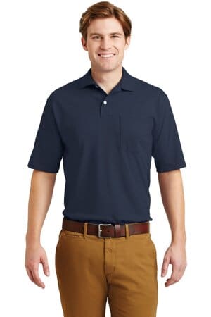 NAVY 436MP jerzees-spotshield 54-ounce jersey knit sport shirt with pocket 