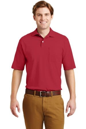 TRUE RED 436MP jerzees-spotshield 54-ounce jersey knit sport shirt with pocket 