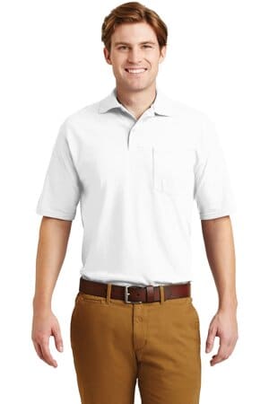 WHITE 436MP jerzees-spotshield 54-ounce jersey knit sport shirt with pocket 