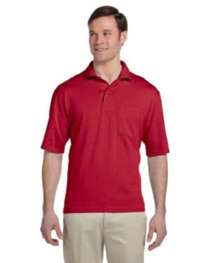 TRUE RED Jerzees 436P adult spotshield pocket jersey polo