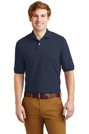 NAVY 437M jerzees-spotshield 54-ounce jersey knit sport shirt 