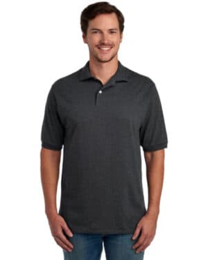 BLACK HEATHER Jerzees 437 adult spotshield jersey polo