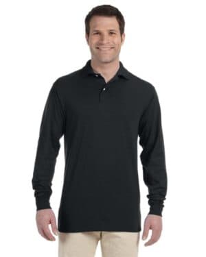 BLACK Jerzees 437ML adult spotshield long-sleeve jersey polo