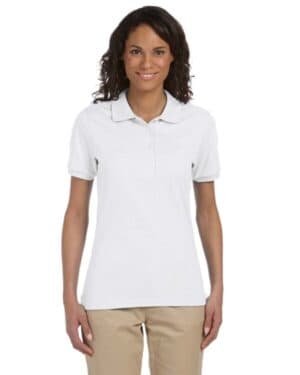 WHITE Jerzees 437W ladies' spotshield jersey polo