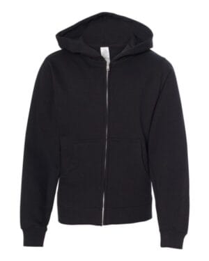 BLACK SS4001YZ youth midweight full-zip hooded sweatshirt