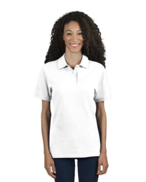 WHITE Jerzees 443WR ladies' premium ringspun cotton piqu polo