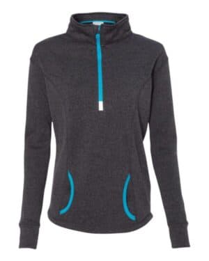 ONYX FLECK/ ELECTRIC BLUE J america 8617 women's cosmic fleece quarter-zip pullover