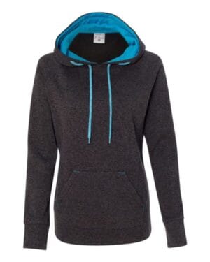 ONYX FLECK/ ELECTRIC BLUE J america 8616 womens cosmic fleece hooded sweatshirt