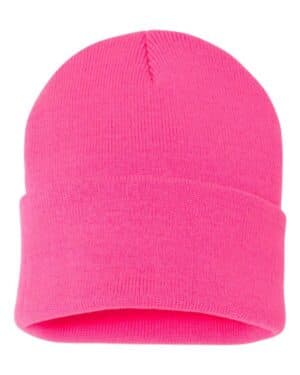 NEON PINK Sportsman SP12 12 solid cuffed beanie