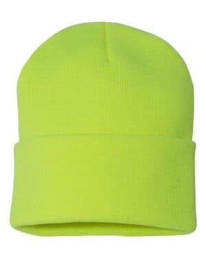 NEON YELLOW Sportsman SP12 12 solid cuffed beanie