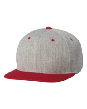 HEATHER GREY/ RED Yp classics 6089M flat bill snapback cap