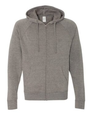 NICKEL PRM33SBZ unisex special blend raglan full-zip hooded sweatshirt