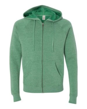 SEA GREEN PRM33SBZ unisex special blend raglan full-zip hooded sweatshirt