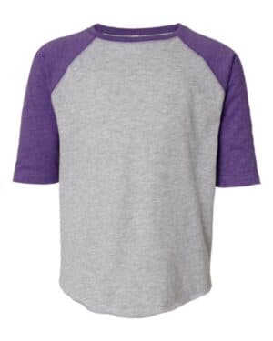 VINTAGE HEATHER/ VINTAGE PURPLE 6130 youth baseball fine jersey three-quarter sleeve tee