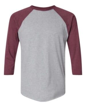 VINTAGE HEATHER/ VINTAGE BURGUNDY 6930 baseball fine jersey three-quarter sleeve tee