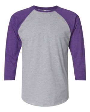 VINTAGE HEATHER/ VINTAGE PURPLE 6930 baseball fine jersey three-quarter sleeve tee
